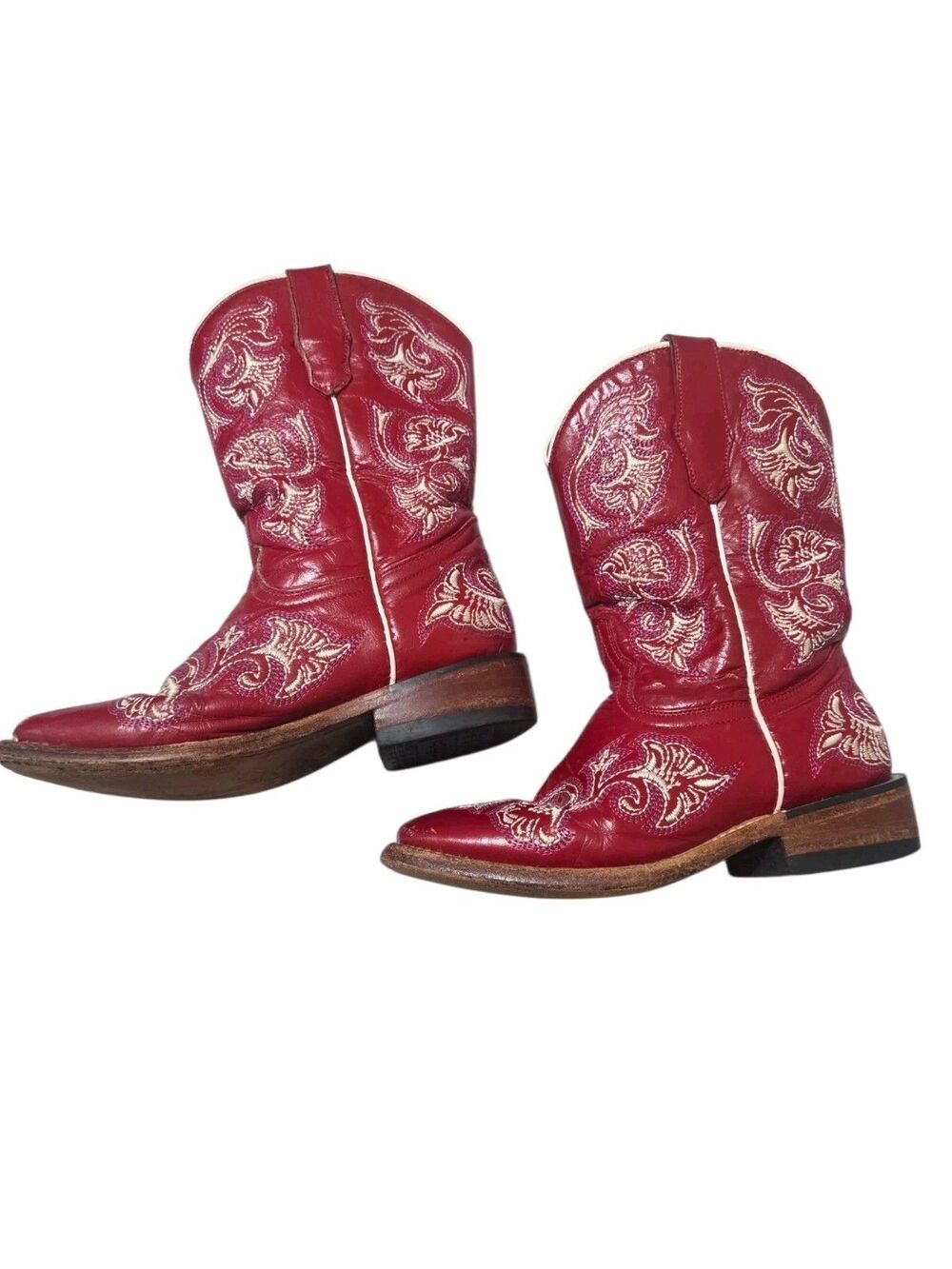 Corral Kids Embroidered Western Boot Square Toe Red Size 13 S.1